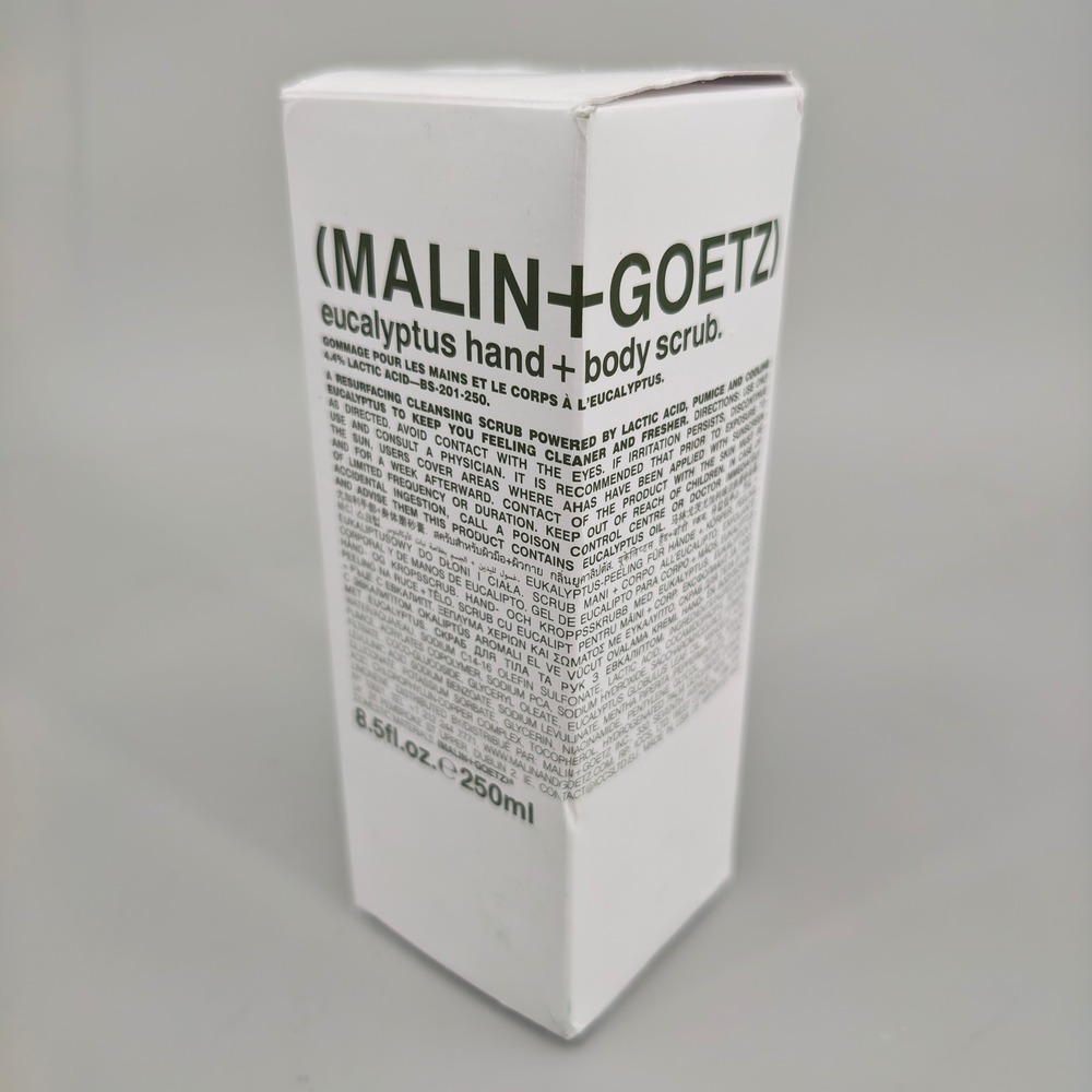 Malin+Goetz Eucalyptus Hand + Body Scrub 8.5oz 250ml Exfoliating Lactic Acid NEW